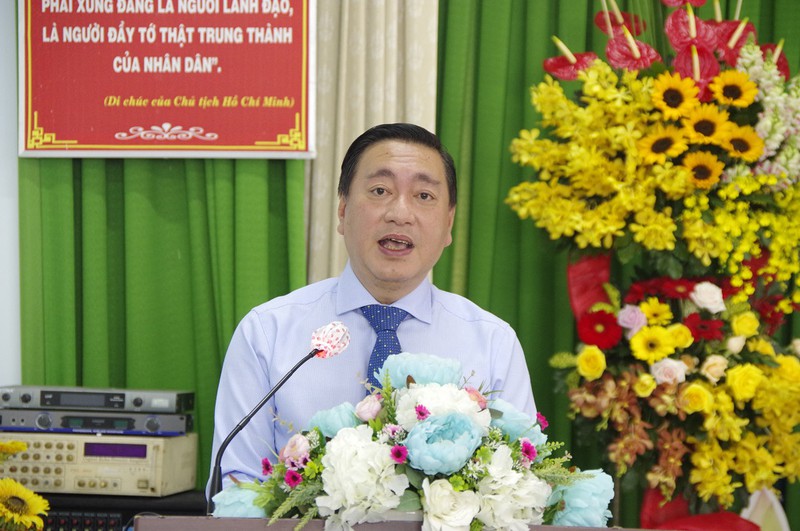 Ông Phạm Thành Kiên, Bí thư quận 3 phát biểu chỉ đạo tại buổi công bố - Ảnh: PLO