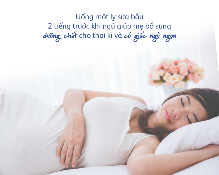 Uống một ly sữa bầu Frisomum 2 tiếng trước khi ngủ giúp mẹ bổ sung dưỡng chất cho giai đoạn thai nhi hình thành cơ quan. Ảnh: FrieslandCampina cung cấp