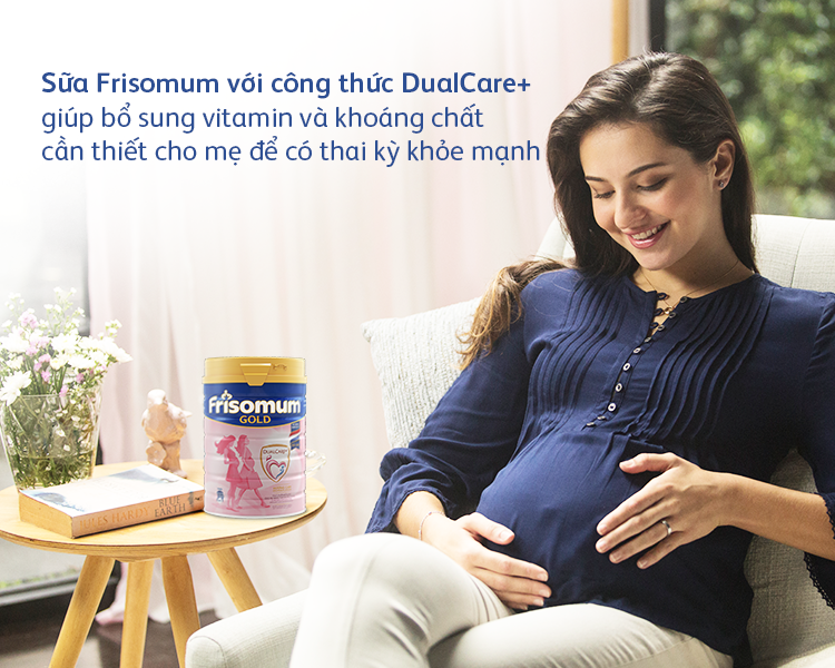 Sữa Frisomum với công thức DualCare+ giúp bổ sung dinh dưỡng đầy đủ cho cả mẹ và bé. Ảnh: FrieslandCampina cung cấp