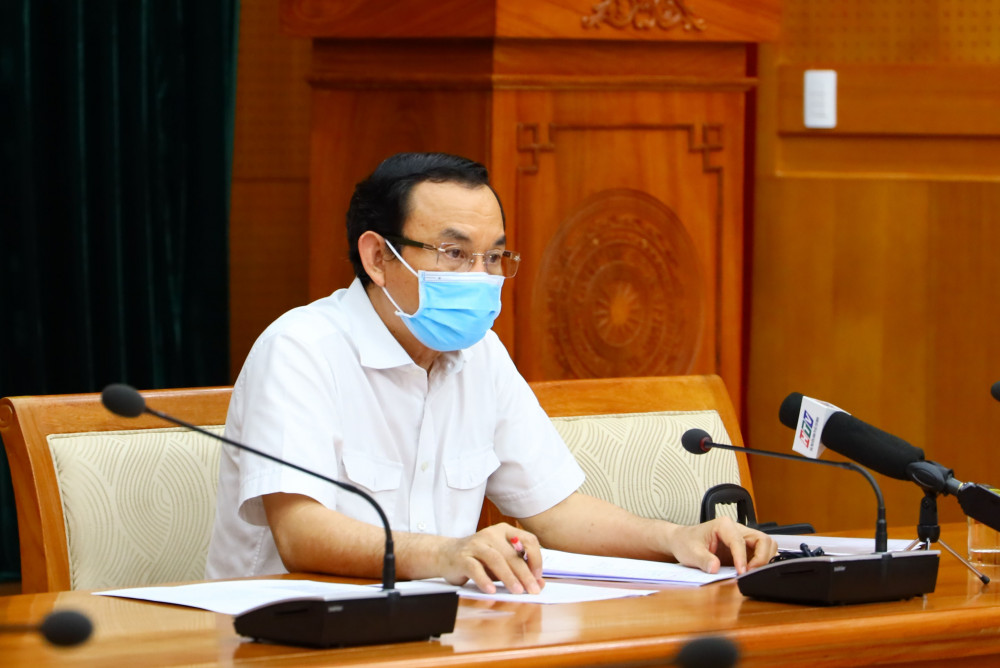 Bí thư Thành ủy Nguyễn Văn Nên tại cuộc họp Ban chỉ đạo phòng chống dịch TPHCM chiều 9/2/2021