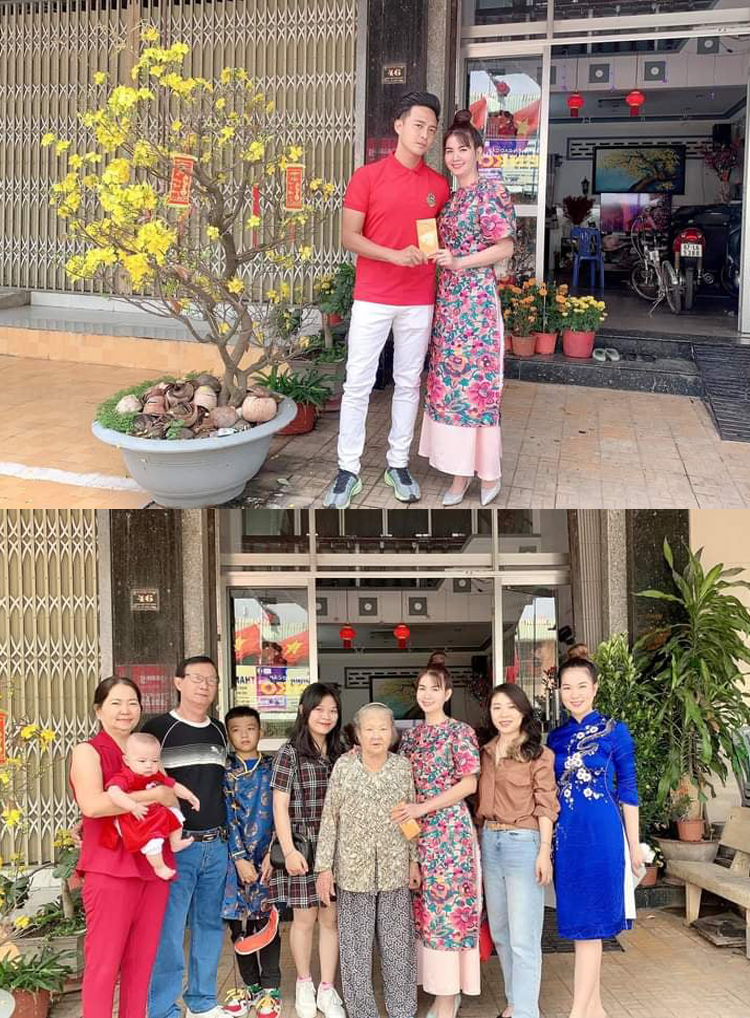 Vợ chồng Kha Ly - Thanh Duy sum vầy cùng gia đình, đi chúc tết bà nội và ba mẹ.