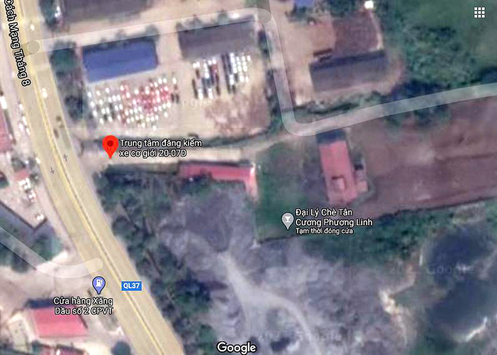 Khu vực bãi chứa chất thải nguy hại chất đống giữa thành phố Thái Nguyên, tỉnh Thái Nguyên (ảnh chụp từ Google Map)
