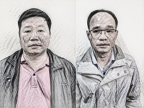 Hai bị can Chu Bá Toàn (trái) và Hoàng Thanh Sơn - Ảnh: Công an cung cấp