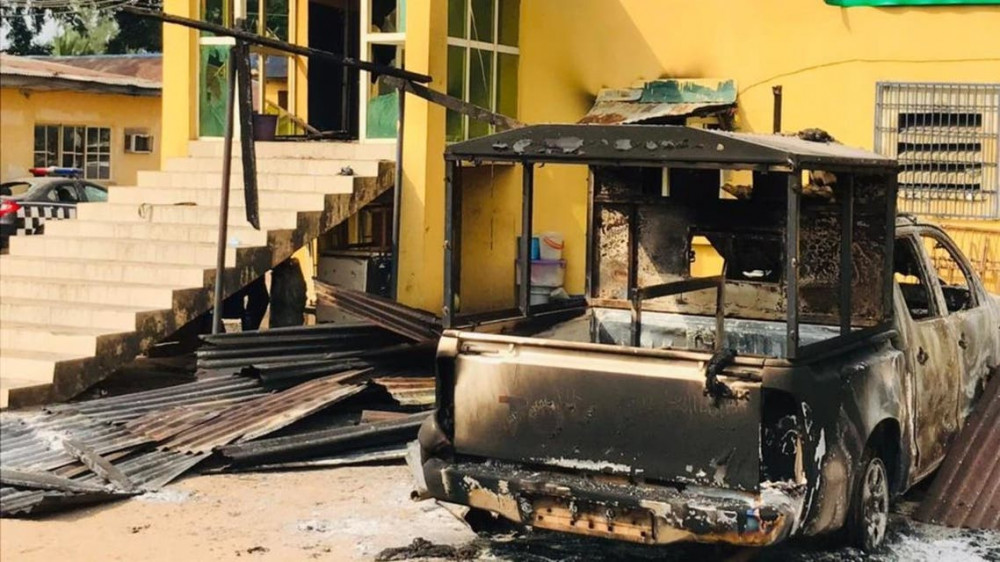 Hiện trường nhà tù bị tấn công ở Bang Imo của Nigeria.