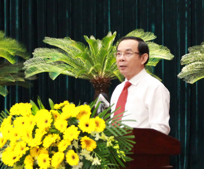 Bí thư Thành ủy TPHCM Nguyễn Văn Nên phát biểu tại Hội nghị,