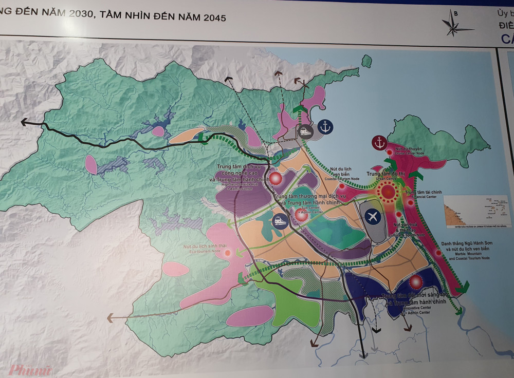 Bản đồ phân khu chức năng phát triển đô thị Đà Nẵng trong quy hoạch chung đến năm 2030