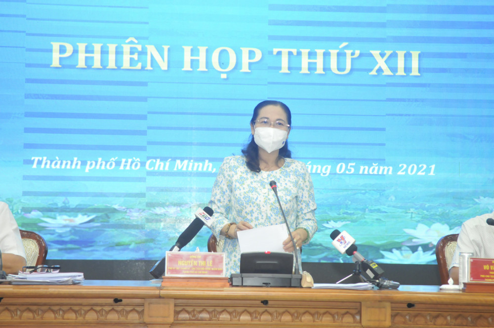 Phó Bí thư Thành ủy, Chủ tịch HĐND TPHCM, Chủ tịch Ủy ban Bầu cử TPHCM Nguyễn Thị Lệ chủ trì phiên họp 