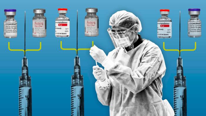 Các nhà khoa học Anh cũng đang tiến hành đợt thử nghiệm về khả năng trộn vắc-xin COVID-19 - Ảnh: FT montage/Reuters/Getty Images