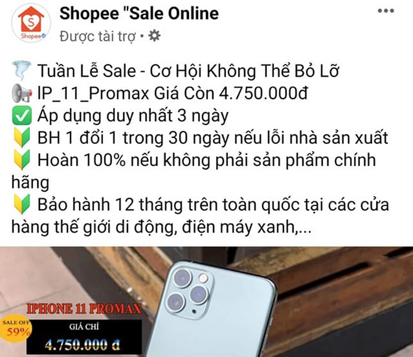 Tràn lan các trang nhái rao bán điện thoại dỏm trên mạng xã hội