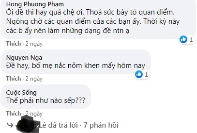 Nhiều phụ huynh khen đề thi hay. Ảnh: Internet