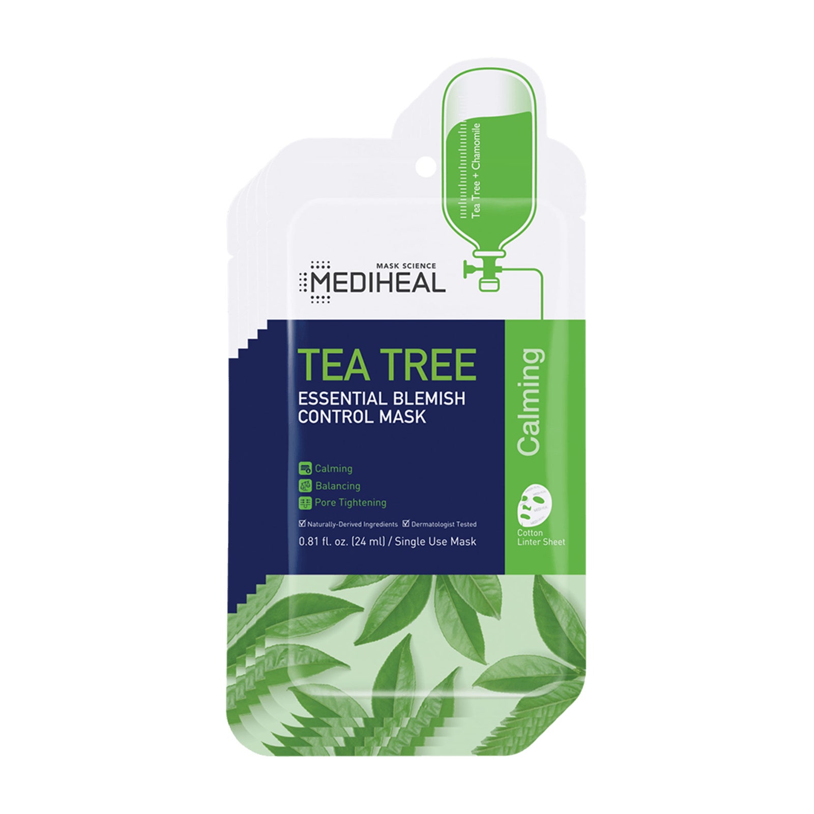 Mặt nạ Mediheal Tea Tree Essential Blemish Control Mask (giá 50.000 đồng): Đây là loại mặt nạ nổi tiếng ở Seoul đến mức nó thậm chí còn coi các thành viên của BTS là fan hâm mộ. Tại Hoa Kỳ, bác sĩ da liễu Y. Claire Chang có trụ sở tại Thành phố New York đã tìm cách giúp cấp ẩm, làm dịu và tẩy tế bào chết cho làn da của cô ấy với liều lượng khổng lồ của dầu cây trà kháng khuẩn, vỏ cây liễu thông thoáng lỗ chân lông, hay còn gọi là axit salicylic, và làm sáng ascorbyl tetraisopalmitate, là một dẫn xuất của vitamin C.