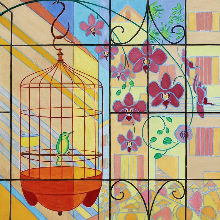 Caged Songbird, bức tranh lấy cảm hứng từ khung cửa sổ ở Việt Phủ Thành Chương