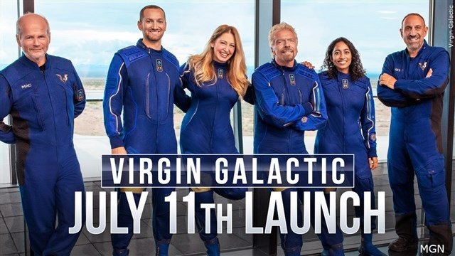 Phi hành đoàn và hành khách của chuyến bay ngày 11/7 của Virgin Galactic - Ảnh: Virgin Galactic