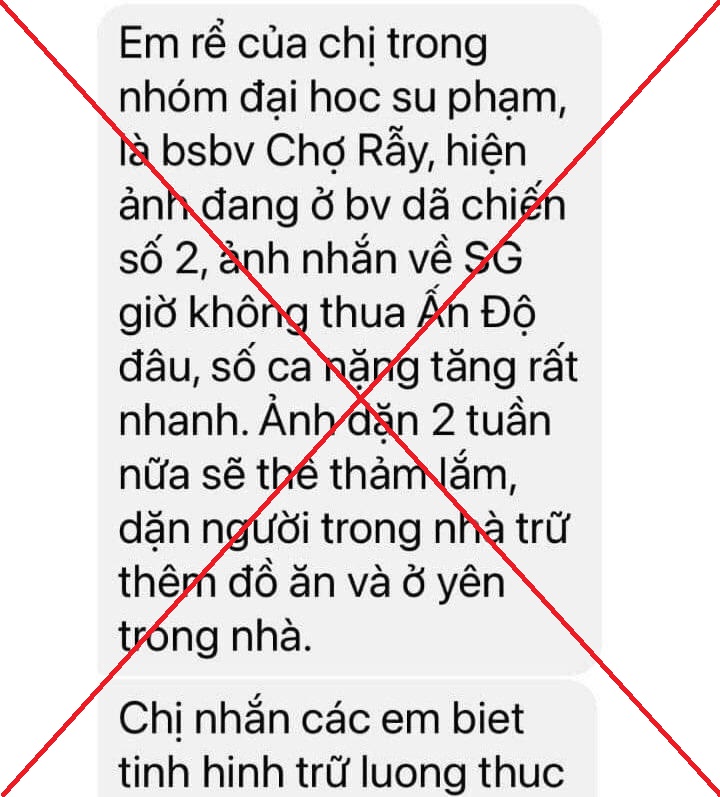 Bác sĩ Nguyễn Tri Thức - Giám đốc Bệnh viện Chợ Rẫy -  cho rằng tin nhắn đang lan truyền trên cộng đồng mạng là sai sự thật