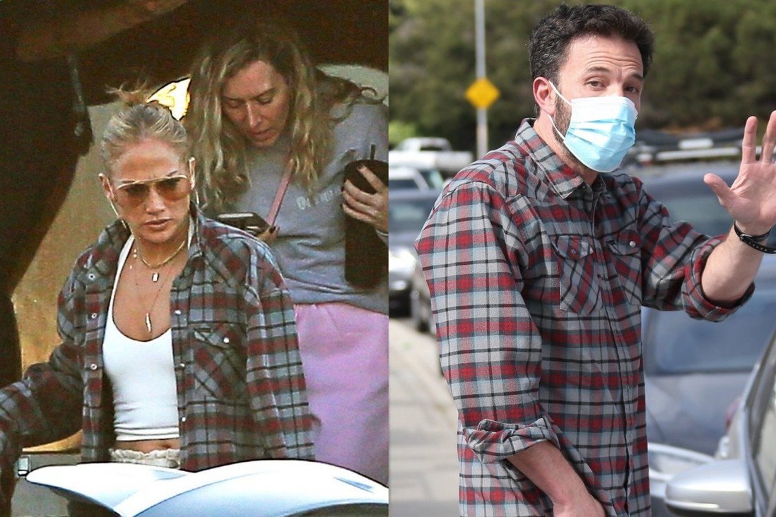 Jennifer Lopez trong chiếc áo sơ mi mà Ben Affleck đã mặc trước đó.