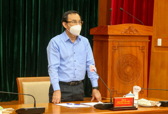 Ủy viên Bộ Chính trị, Bí thư Thành ủy TPHCM NGuyễn Văn Nên đề nghị Hội nghị đem tất cả tâm huyết để thảo luận công tác phòng chống dịch