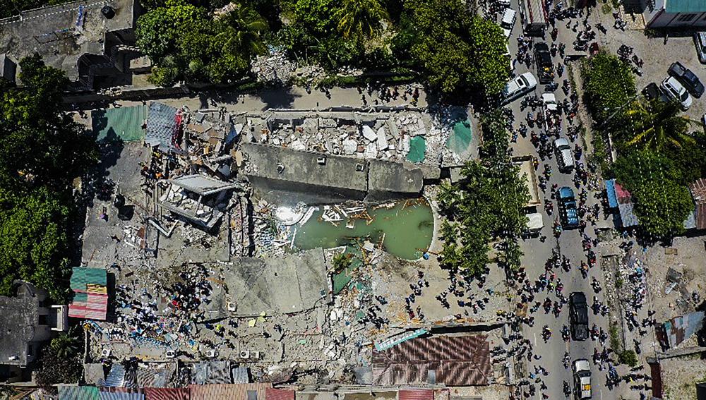Ảnh chụp từ trên cao tại Les Cayes, nơi bị thiệt hại nghiêm trọng sau trận động đất.