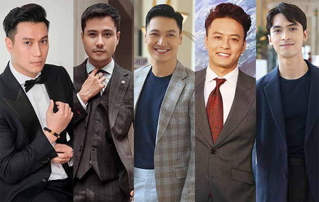 Hạng mục Diễn viên nam ấn tượng là cuộc đua của các diễn viên (từ trái sang): Việt Anh, Thanh Sơn, Mạnh Trường, Hồng Đăng, Công Dương.