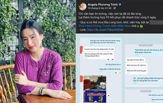 Angela Phương Trinh đã xoá các bài đăng liên quan địa long trị COVID-19 trên các trang mạng xã hội mà cô sử dụng.