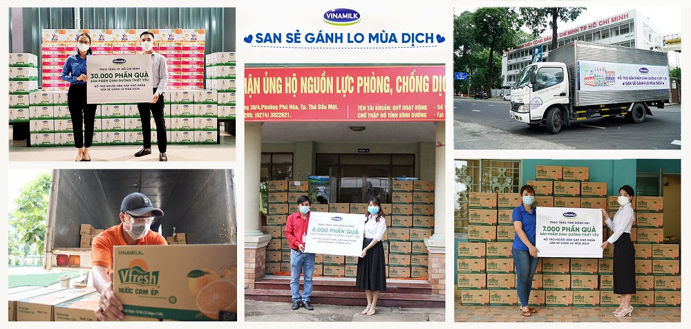 45.000 phần quà là những sản phẩm dinh dưỡng thiết yếu được Vinamilk trao tặng cho người dân, người lao động có hoàn cảnh khó khăn - Ảnh: Vinamilk