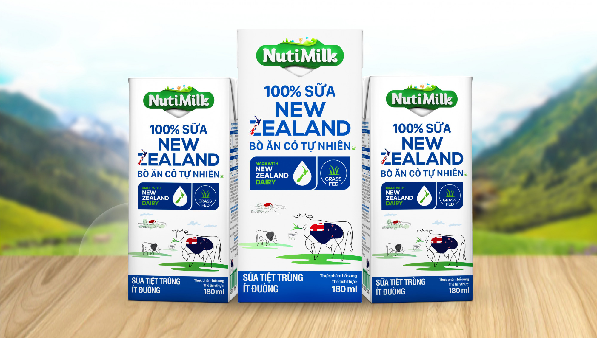 Nutifood giảm 50% đối với sản phẩm NutiMilk 100% Sữa New Zealand Bò Ăn Cỏ Tự Nhiên Ít Đường