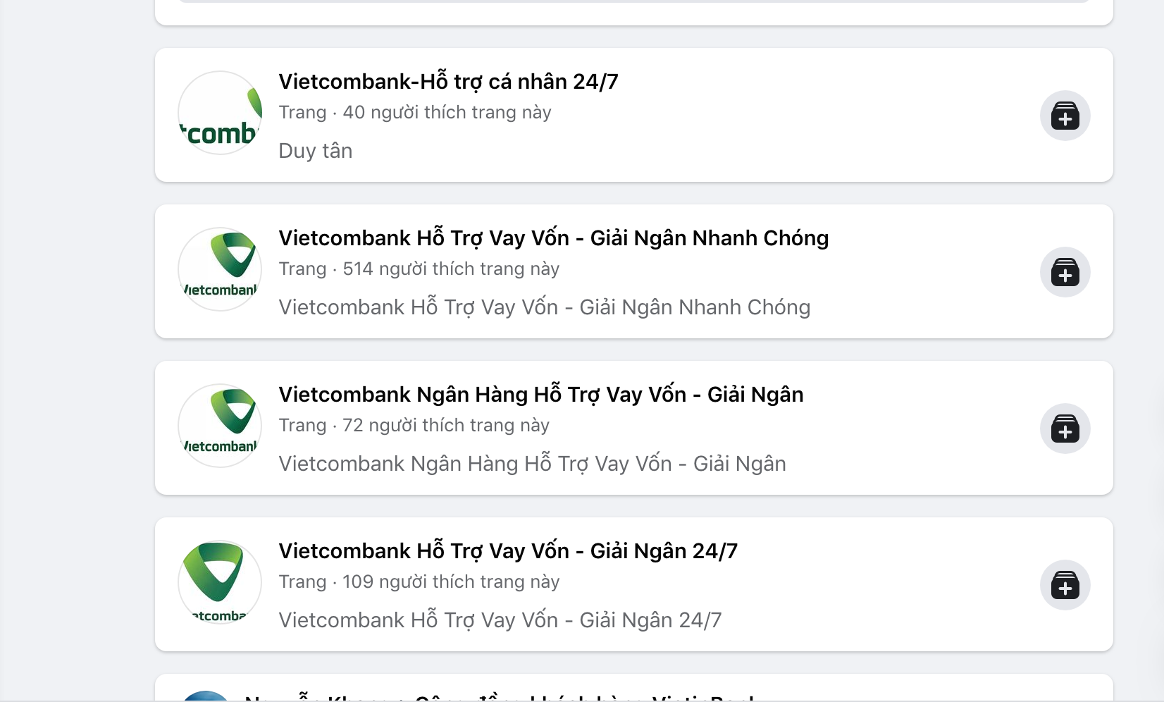 Xuất hiện hàng loạt Fanpage giả mạo Vietcombank mời chào vay vốn
