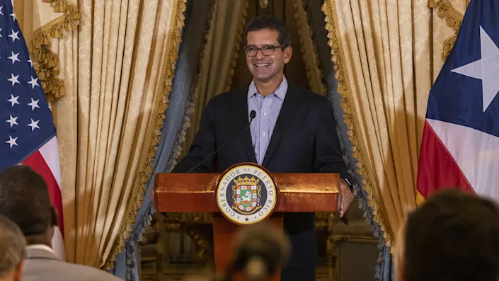 Thống đốc Puerto Rico Pedro Pierluisi tại một cuộc họp báo năm 2019 - Ảnh: Anadolu/Getty Images