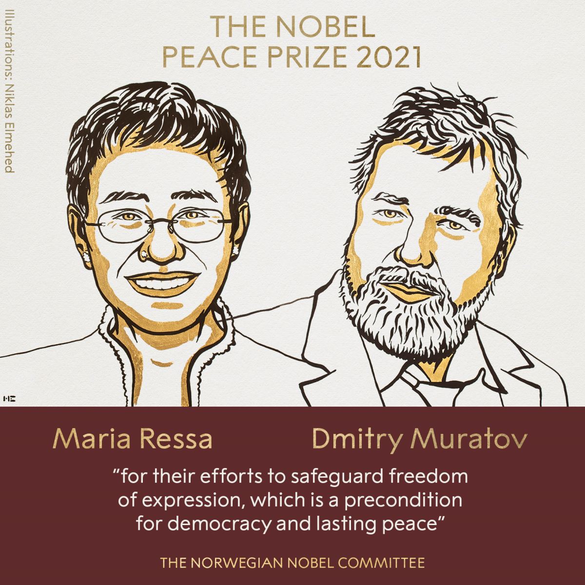 Hai nhà báo từ Philippines và Nga cùng chia sẻ giải Nobel Hòa bình vì những nỗ lực không ngừng cho tự do báo chí