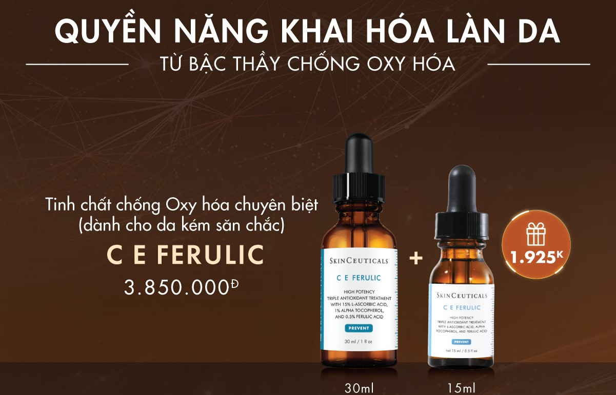 Nhân dịp ra mắt lần đầu trên Shopee Premium, người dùng có thể mua sắm tinh chất Vitamin C Skinceuticals C E Ferulic với giá cực ưu đãi. Đặc biệt giảm thêm 150.000 đồng cho đơn từ 2 triệu đồng khi nhập mã SKINLA150. Số CBSPMP: 135885/20/CBMP-QLD