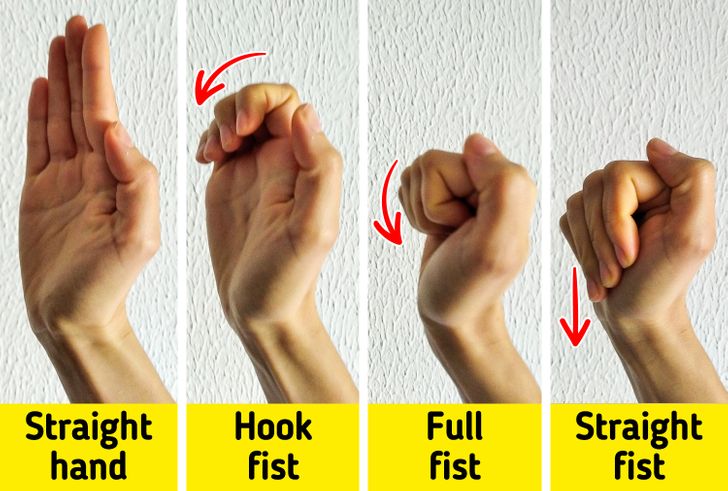 Bẻ gập các ngón tay theo khớp: Bài tập này rất tốt cho việc kéo giãn gân cốt và cải thiện khả năng vận động của ngón tay. Bắt đầu với các ngón tay duỗi thẳng ra. Đầu tiên, đưa chúng xuống một cái móc và trở lại một tay thẳng. Tiếp theo, thực hiện một nắm đấm móc với các ngón tay của bạn uốn cong ở khớp trước khi trở lại tay thẳng. Bây giờ, hãy nắm tay đầy đủ bằng ngón tay cái bên ngoài các ngón tay và trở lại bàn tay thẳng. Kết thúc bằng một nắm đấm thẳng.