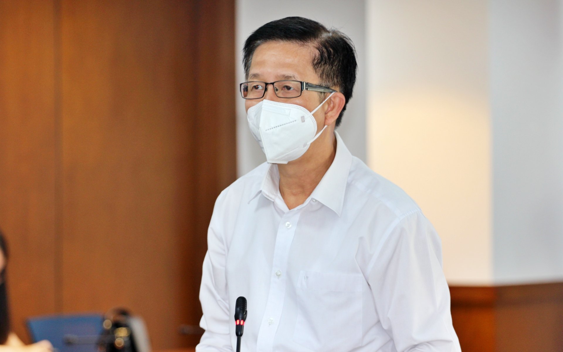Ông Phạm Đức Hải – Phó Trưởng ban chỉ đạo phòng chống dịch COVID-19 TPHCM tại họp báo ngày 25/10/2021. 