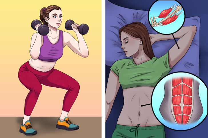 Tập thể dục đúng cách Nếu bạn có nhiều cơ hơn, nó sẽ giúp bạn đốt cháy nhiều calo hơn, ngay cả khi bạn đang ngủ. Thực hiện một số bài tập thể dục hàng ngày, đặc biệt là luyện tập sức mạnh, có thể giúp bạn giảm cân. Nếu bạn khó ổn định vào ban đêm, hãy thử tập thể dục vài giờ trước khi đi ngủ.