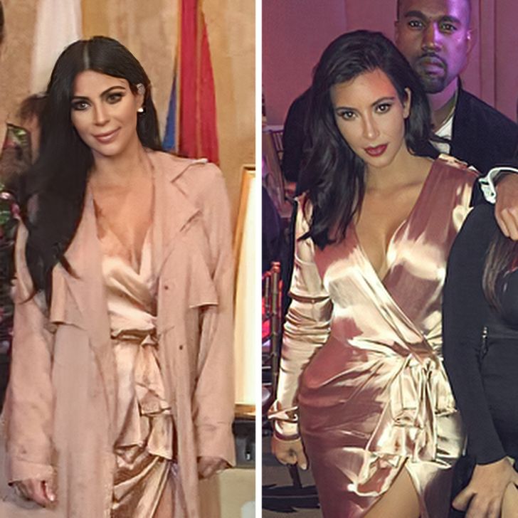 Chiếc váy lụa này đã xuất hiện trong 2 sự kiện quan trọng của Kim Kardashian. Cô mặc nó lần đầu tiên vào năm 2014, trong một đám cưới cô tham dự cùng gia đình và bạn trai khi đó của cô, Kanye West. Một năm sau, chiếc váy nổi tiếng đã trở lại và cô mặc nó trong một buổi lễ mà Hiệp hội Luật sư Armenia tổ chức để vinh danh cha cô, Robert G. Kardashian.