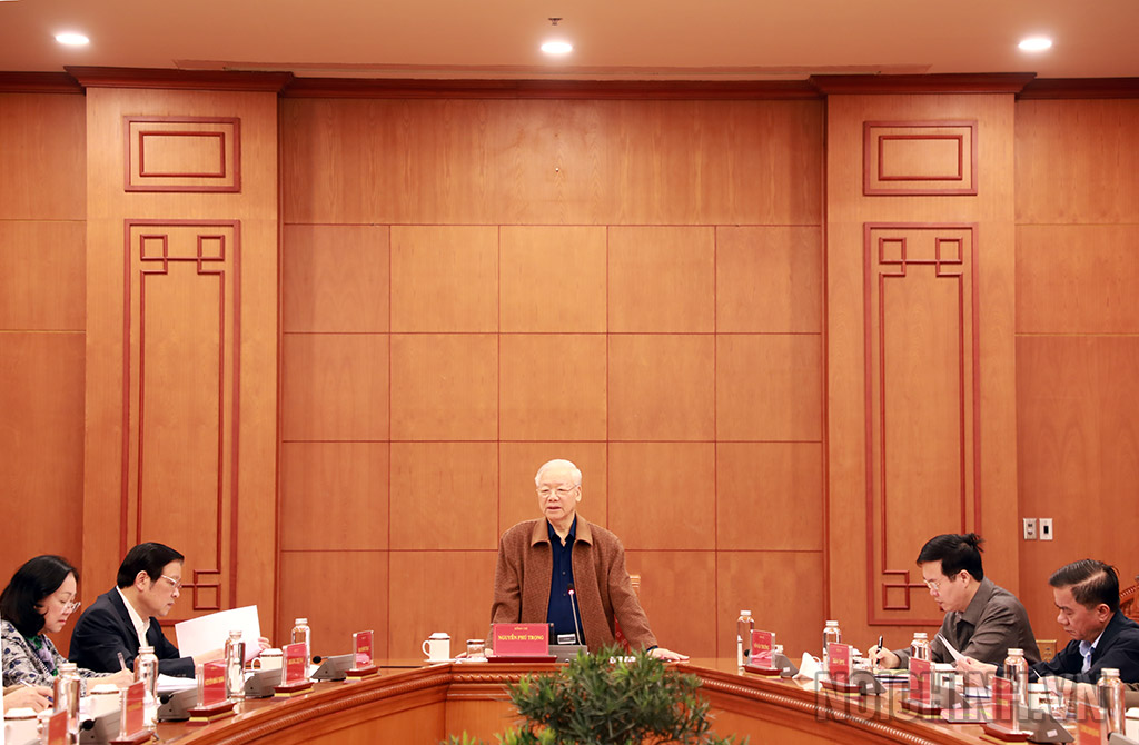 ổng Bí thư Nguyễn Phú Trọng, Trưởng Ban Chỉ đạo Trung ương về phòng, chống tham nhũng, tiêu cực phát biểu chỉ đạo - Ảnh: Noichinh.vn