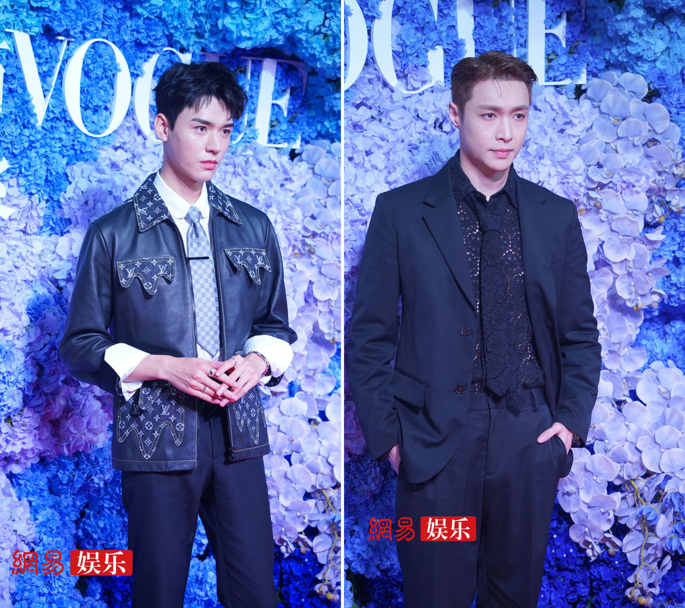 Cung Tuấn và Trương Nghệ Hưng tại thảm đỏ sự kiện của tạp chí Vogue.