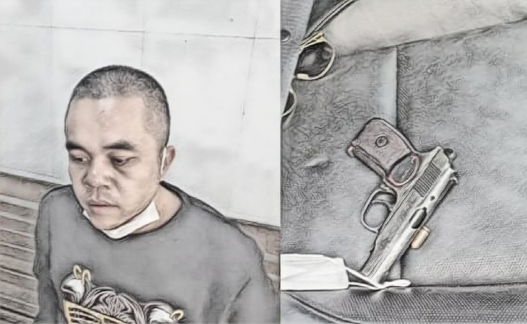 Thuận cùng khẩu súng gây án
