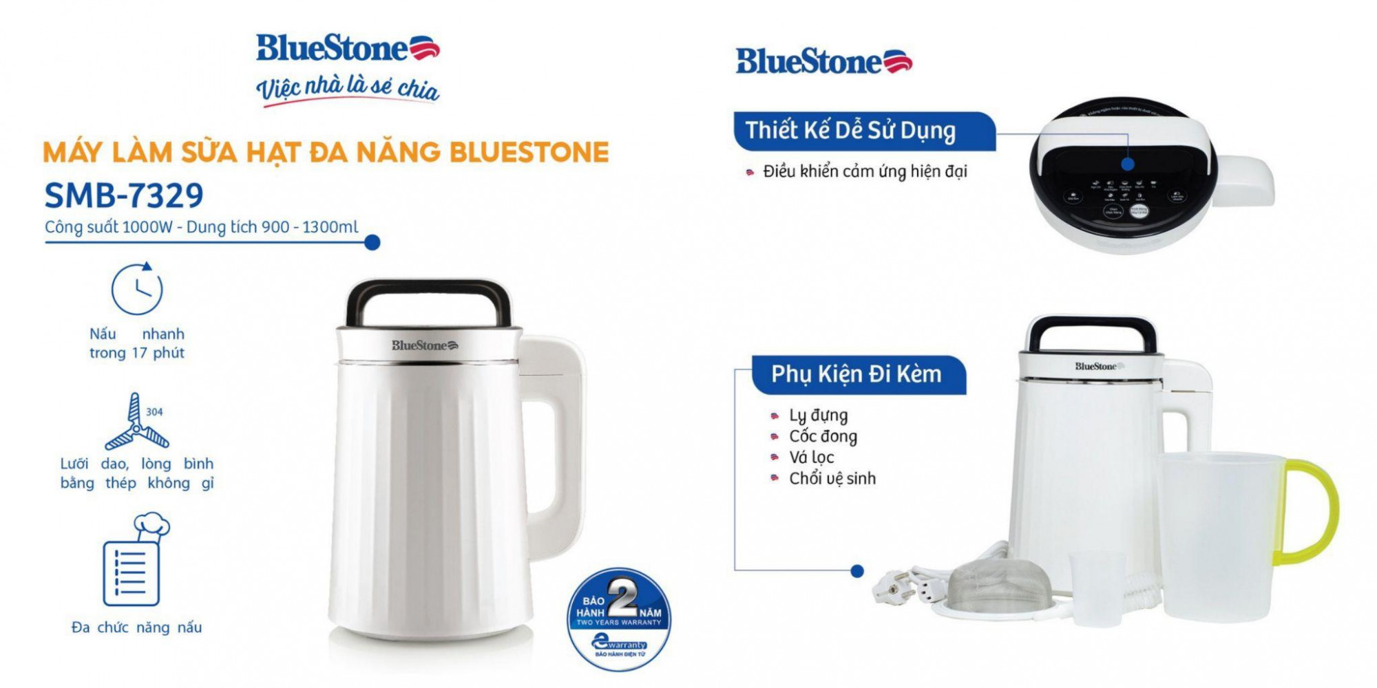 Tận hưởng món sữa hạt thơm ngon và đầy ắp dinh dưỡng ngay tại nhà với BlueStone SMB-7329