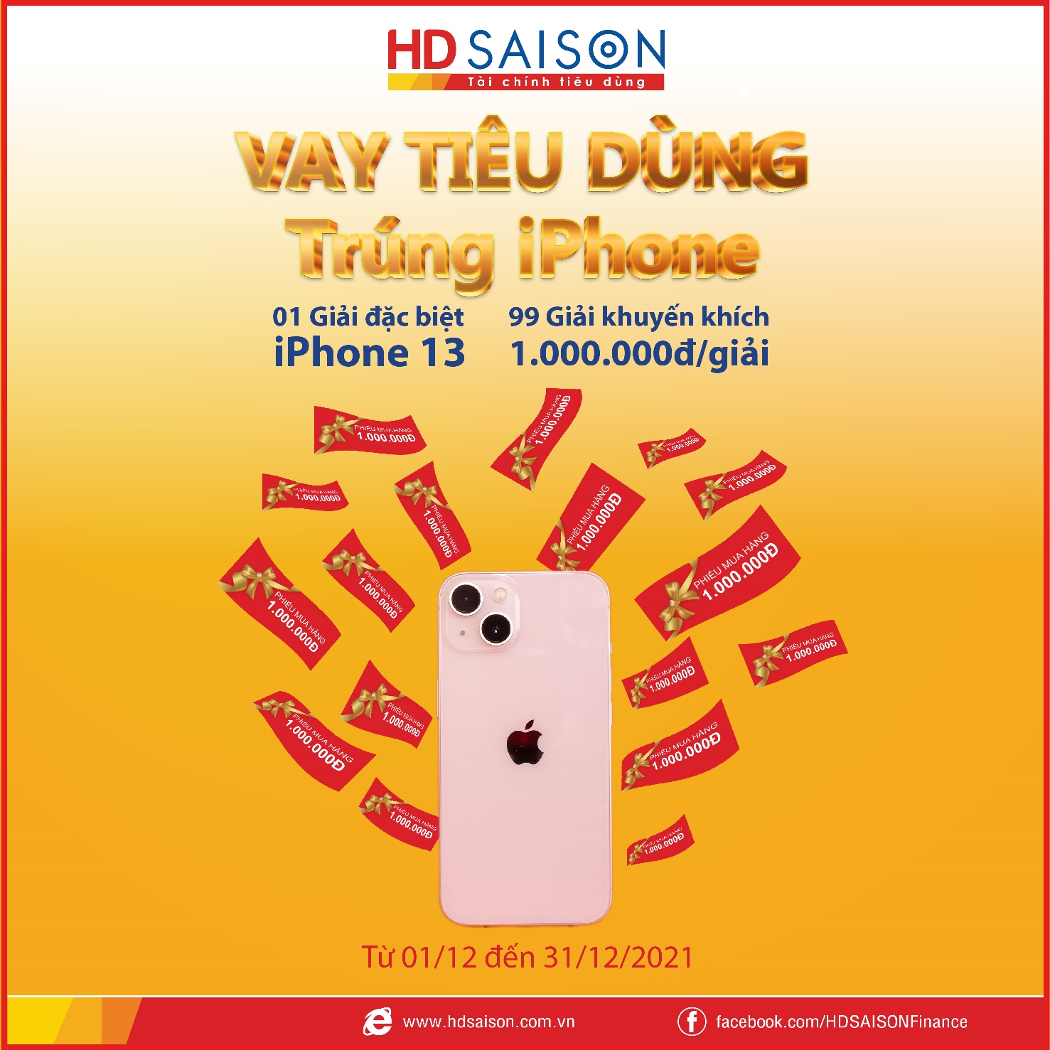 Nhận ngay iPhone 13 khi vay tiêu dùng qua HD SAISON