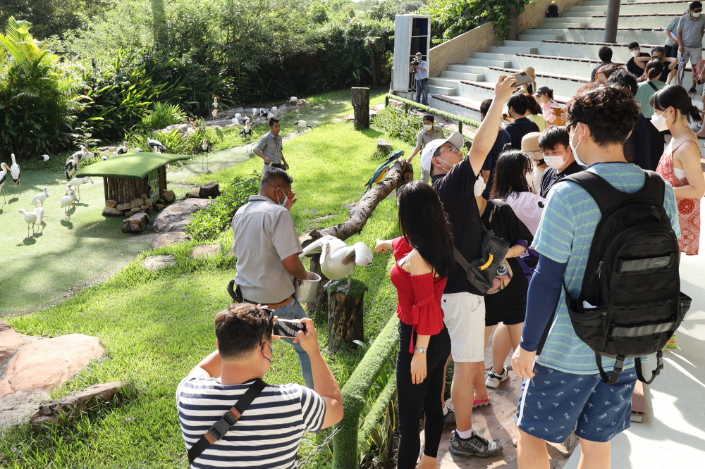 Nhóm khách Hàn Quốc du lịch tham gia tour khép kín tại Phú Quốc trong giai đoạn thí điểm đón khách quốc tế đầu tiên. 