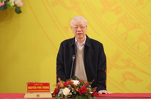 Tổng Bí thư Nguyễn Phú Trọng phát biểu tại Hội nghị - Ảnh: Bộ Công an