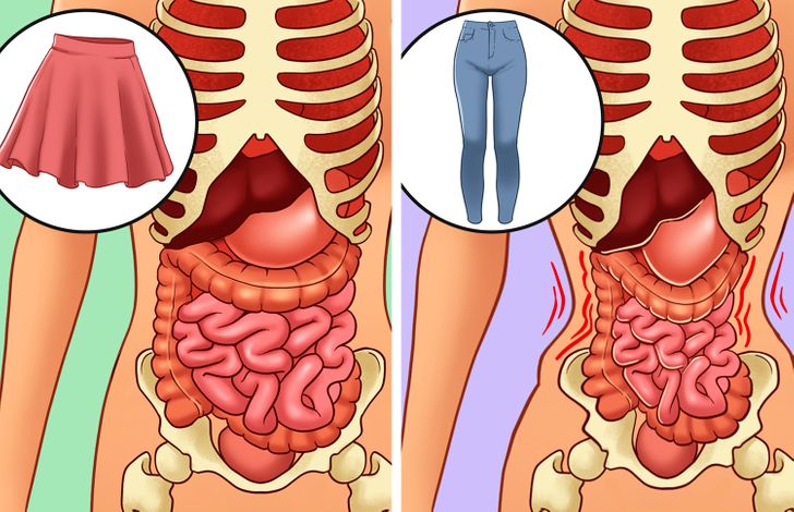 3. Cơ thể và các cơ quan bên trong của bạn có thể cảm thấy thư giãn hơn: Jamie Koufman, MD, một chuyên gia về trào ngược cho biết: Quần áo bó sát, quần jean và thắt lưng cũng như đồ lót nén có thể gây ra các vấn đề, “đặc biệt và đặc biệt là khi ai đó ăn quá nhiều .  Áp lực do quần và thắt lưng tạo ra lên dạ dày có thể kích thích trào ngược axit  - khiến axit dạ dày trào ngược trở lại, gây ra chứng ợ nóng . Vì vậy, khi ngừng mặc quần, chúng ta có thể cảm thấy ít áp lực hơn lên các cơ quan bên trong và tránh được những cảm giác khó chịu này.