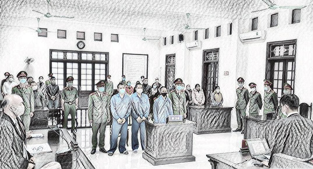 Phiên tòa xét xử 3 đối tượng sáng nay tại Tòa án nhân dân tỉnh Quảng Trị