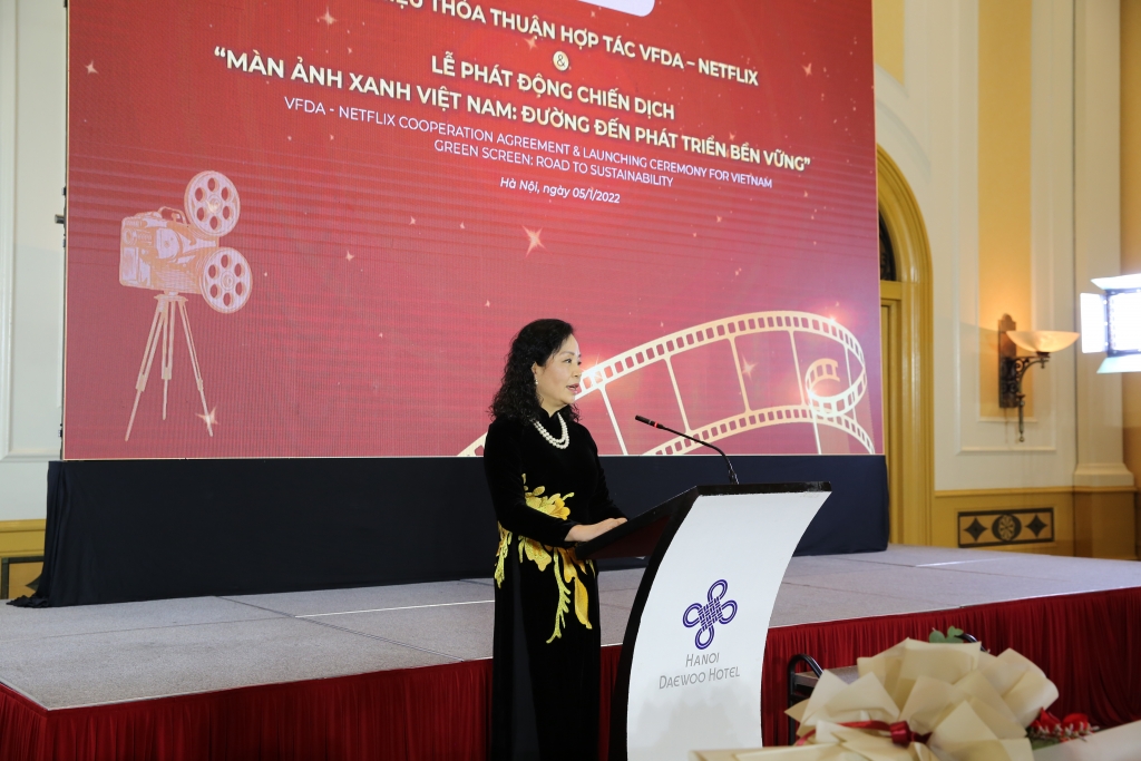 TS. Ngô Phương Lan – Chủ tịch kiêm Tổng thư ký, Hiệp hội xúc tiến phát triển Điện ảnh Việt Nam tại sự kiện.