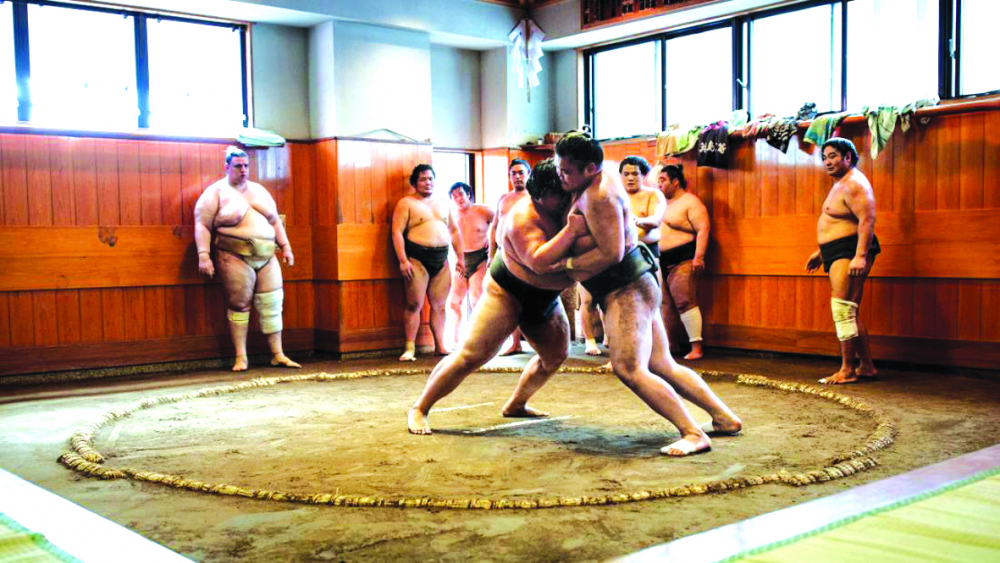 Các đô vật sumo trong một buổi tập luyện tại Tokyo - ẢNH: CNN