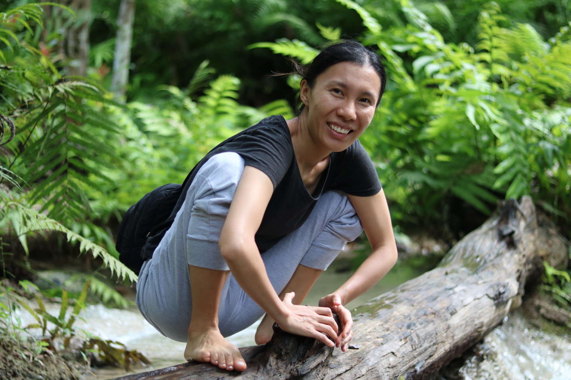 Lucia Qiu Licen, đến từ Thượng Hải, tại thác Namtok Bua Tong, ở Thái Lan