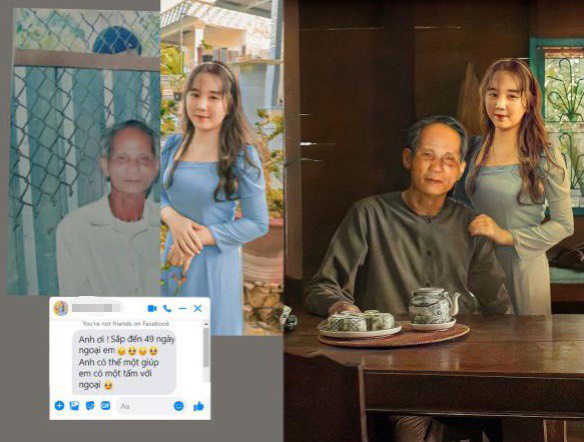 Cô gái nhờ ghép ảnh 2 ông cháu khi ông mất được 49 ngày - Ảnh từ Facebook