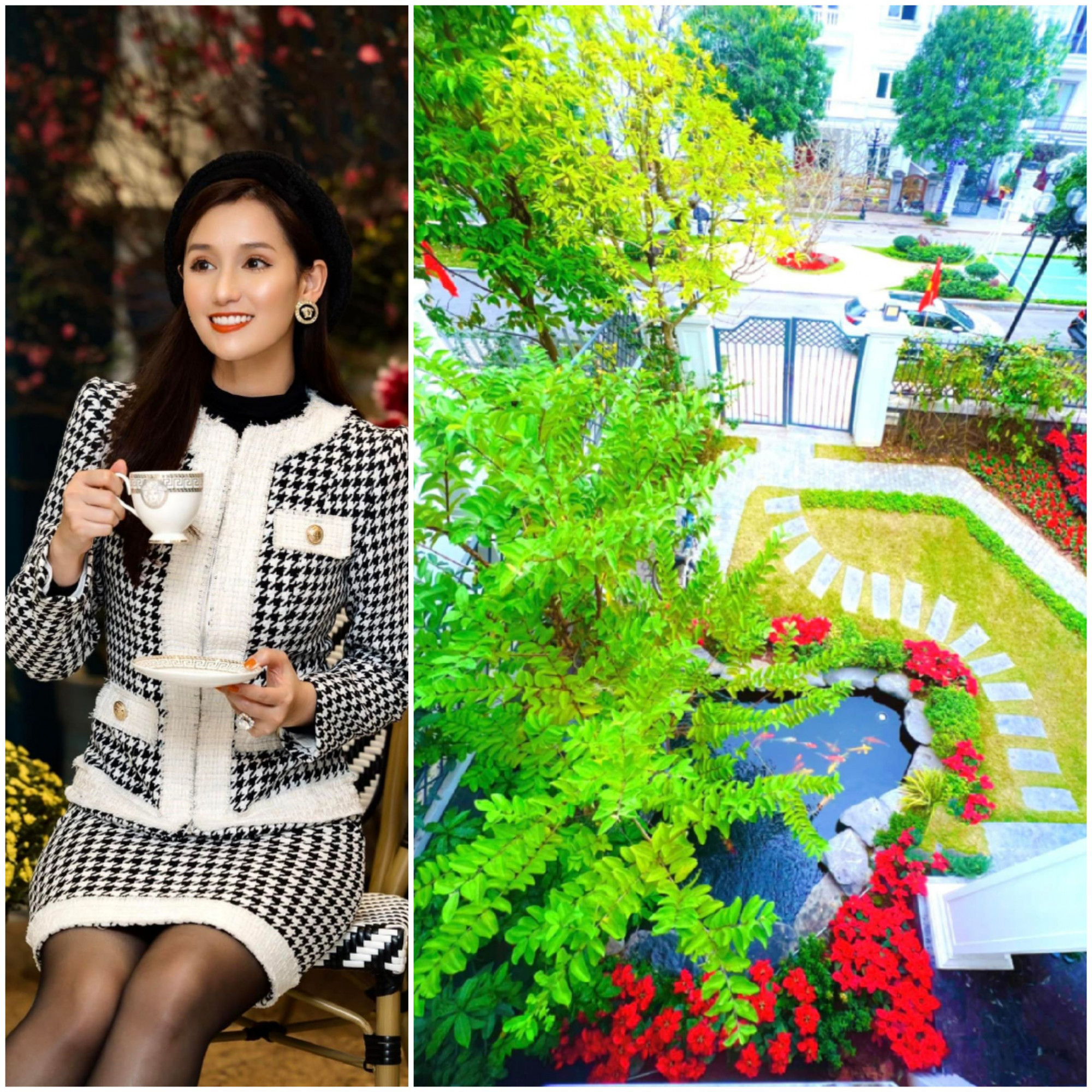 Không gian khu vườn trước và sau nhà của diễn viên Lã Thanh Huyền được cải tạo và trang trí để đón Tết. Từ lối đi cho đến những bông hoa ngập tràn sắc màu được nữ diễn viên lựa chọn kỹ lưỡng.