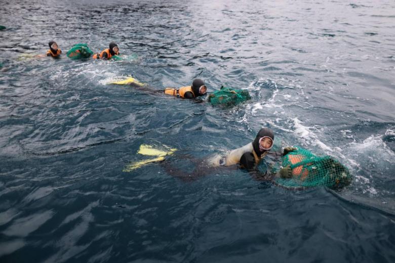 Những phụ nữ Jeju làm nghề lặn biển hàng thập kỷ.