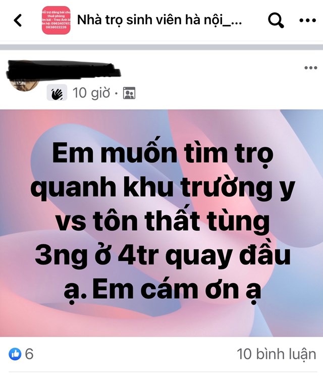 Các hội nhóm tìm nhà trọ đang hoạt động rất sôi nổi