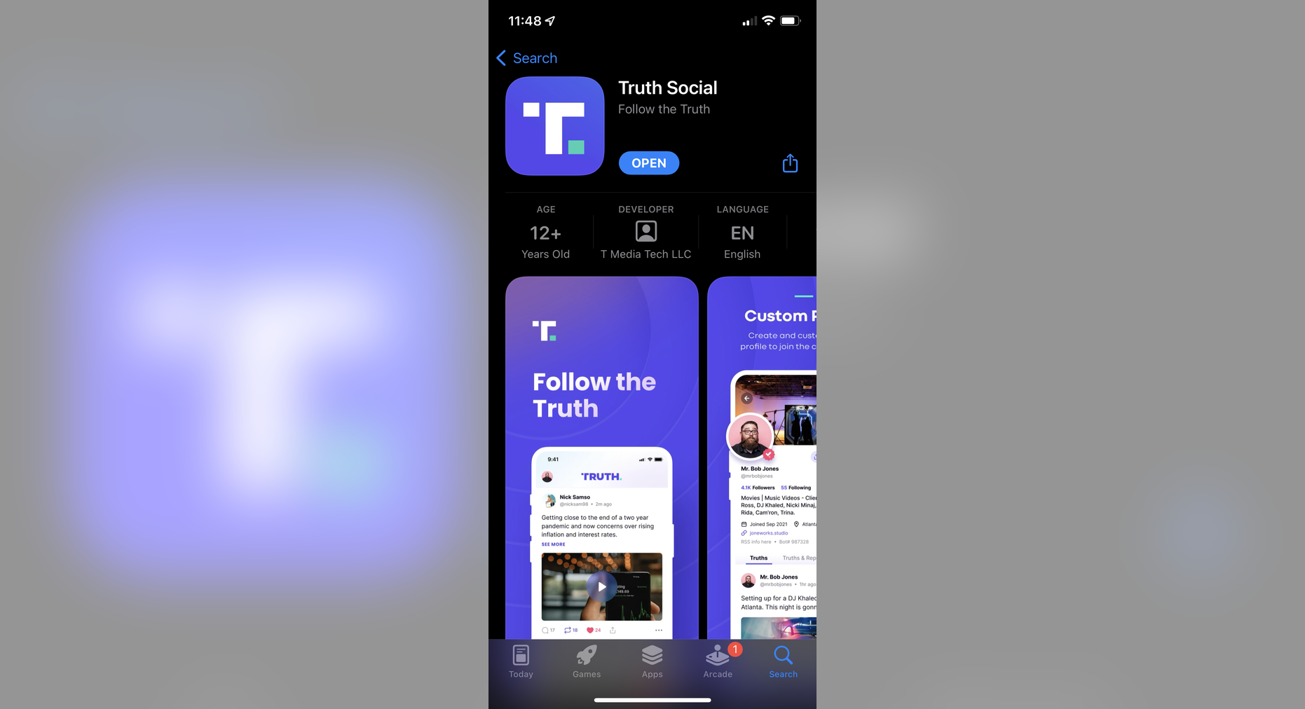 Ứng dụng TRUTH Social vừa xuất hiện Apple App Store